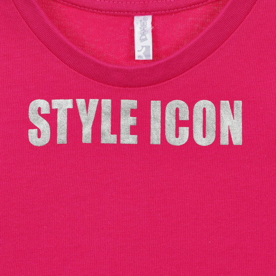 Βαμβακερό μπλουζάκι με την επιγραφή Style Icon, ροζ Idexe 239713 3