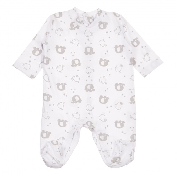 Βαμβακερή φόρμα με ζώα για μωρό, λευκό Idexe 239714 