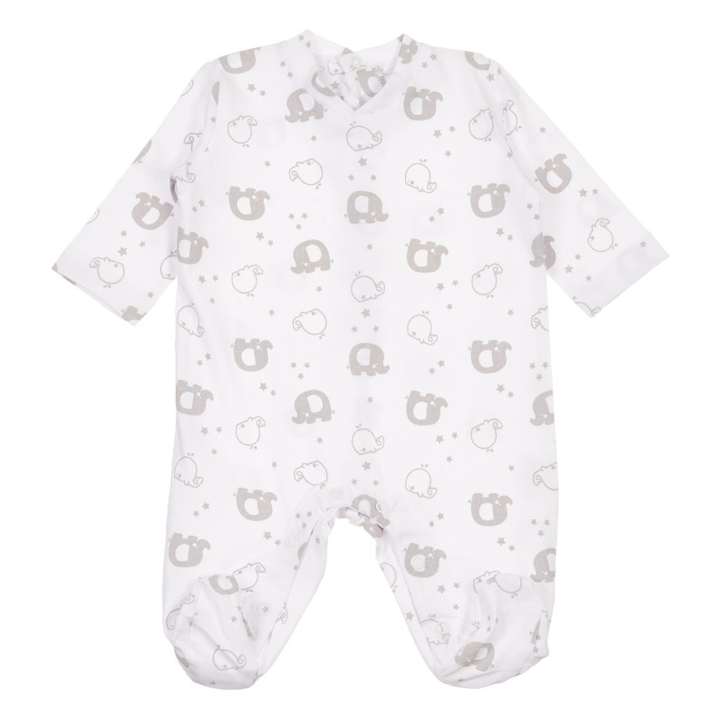 Βαμβακερή φόρμα με ζώα για μωρό, λευκό  239714