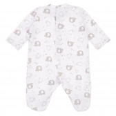 Βαμβακερή φόρμα με ζώα για μωρό, λευκό Idexe 239716 4