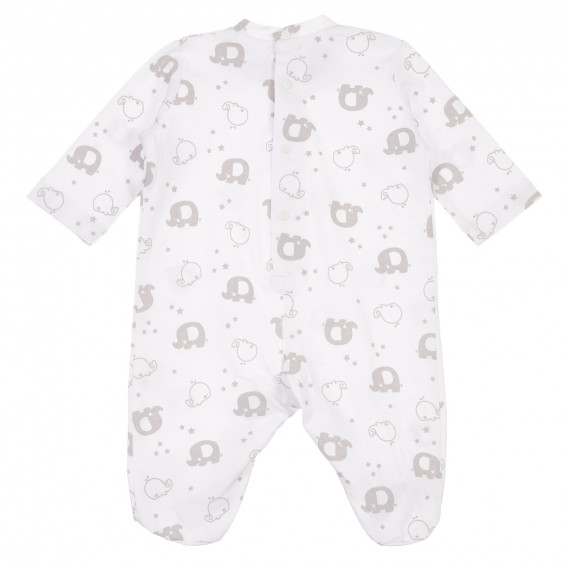 Βαμβακερή φόρμα με ζώα για μωρό, λευκό Idexe 239716 4
