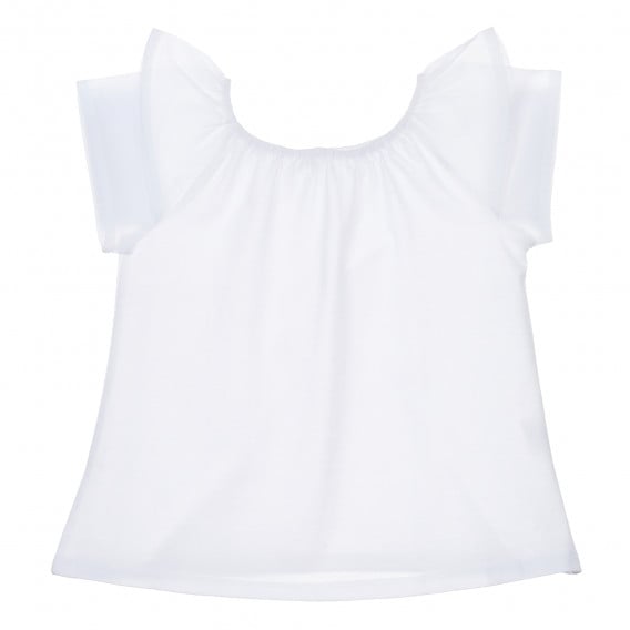 Βαμβακερό μπλουζάκι με βολάν, λευκό Idexe 239792 