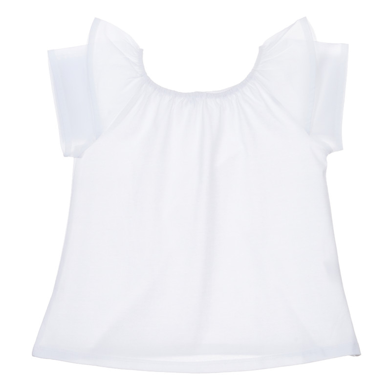 Βαμβακερό μπλουζάκι με βολάν, λευκό  239792