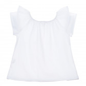 Βαμβακερό μπλουζάκι με βολάν, λευκό Idexe 239794 4