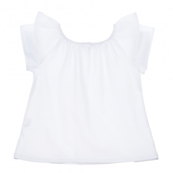 Βαμβακερό μπλουζάκι με βολάν, λευκό Idexe 239794 4