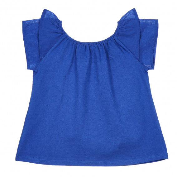 Βαμβακερό μπλουζάκι με βολάν, μπλε Idexe 239796 