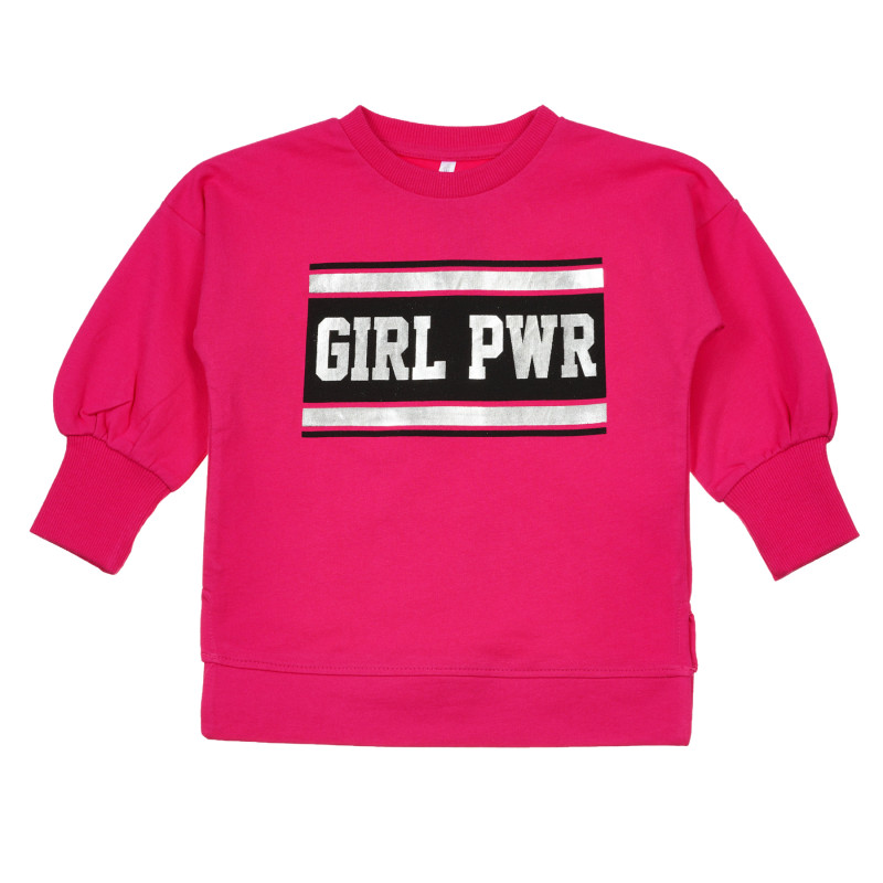 Βαμβακερή μπλούζα Girl PWR, ροζ  239852