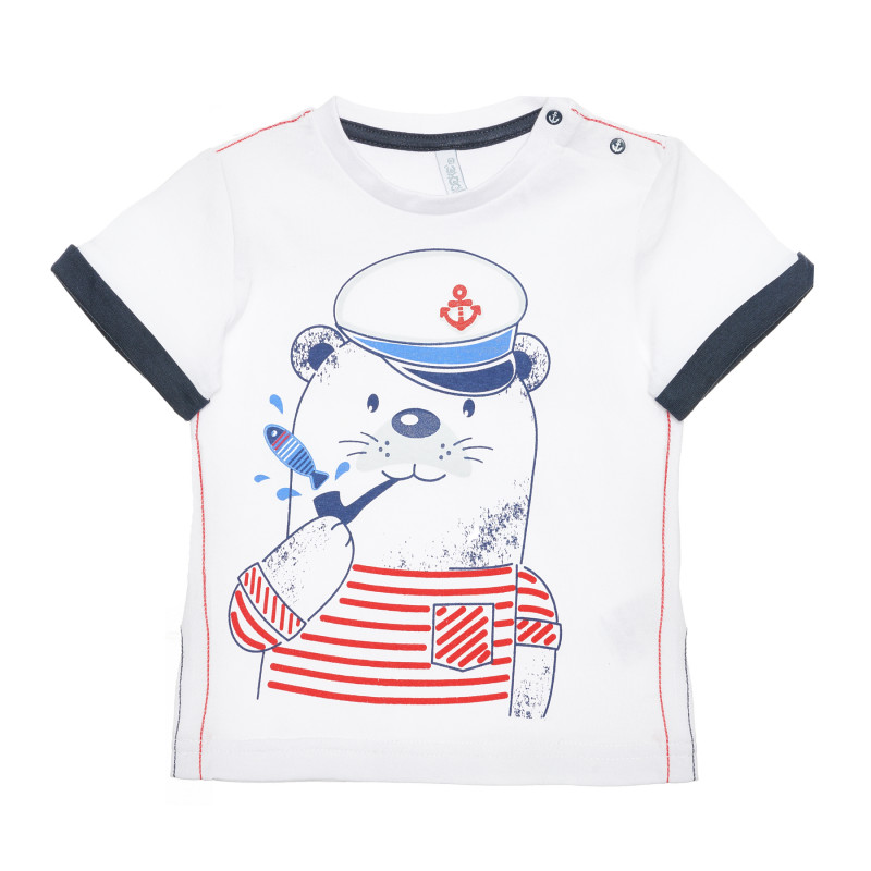 Βαμβακερό μπλουζάκι με θαλάσσια μοτίβα για μωρό, λευκό  239878