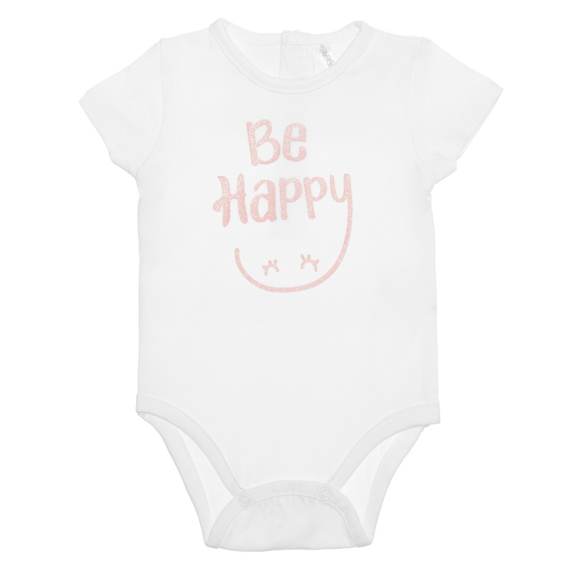 Βαμβακερό κορμάκι Be happy για μωρό, λευκό  239894