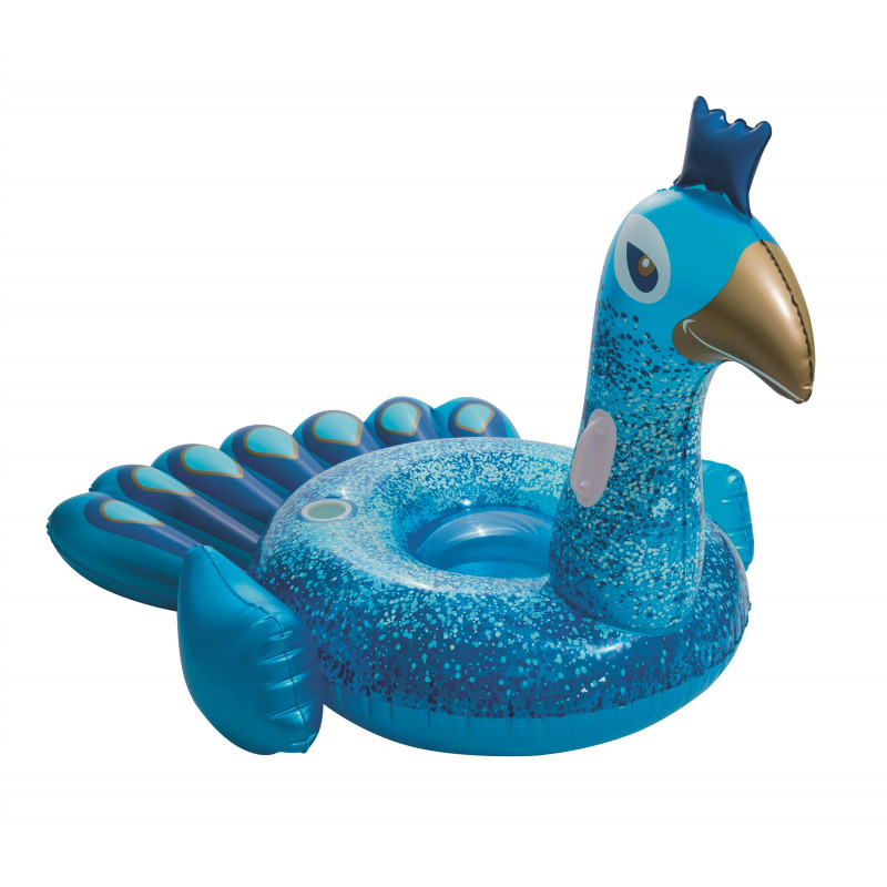 Φουσκωτό στρώμα The Pretty Peacock, 198 x 164 x 112 cm, μπλε με μπροκάρ  240121