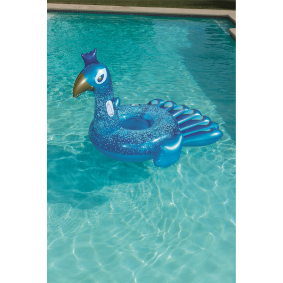 Φουσκωτό στρώμα The Pretty Peacock, 198 x 164 x 112 cm, μπλε με μπροκάρ Bestway 240126 6