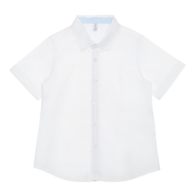 Βαμβακερό πουκάμισο με κοντά μανίκια, σε λευκό  240199