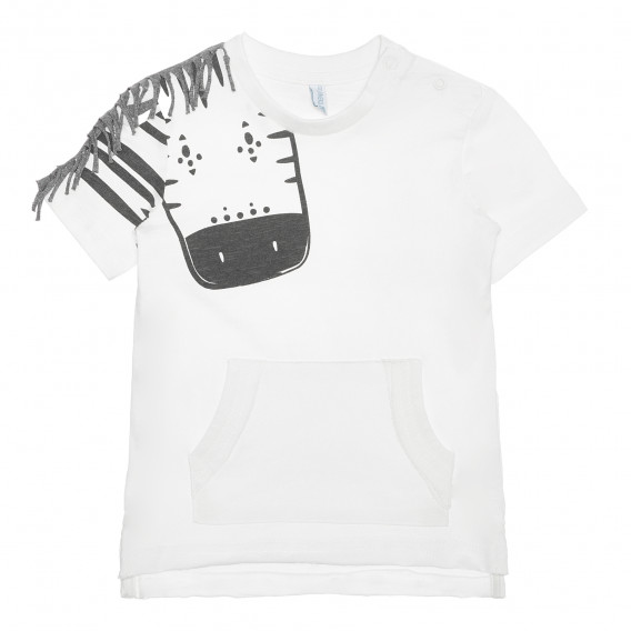 Βαμβακερό μπλουζάκι με καμηλοπάρδαλη για ένα μωρό, λευκό Idexe 240211 