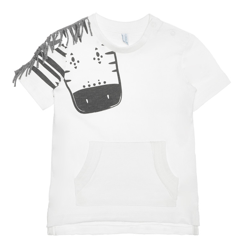 Βαμβακερό μπλουζάκι με καμηλοπάρδαλη για ένα μωρό, λευκό  240211