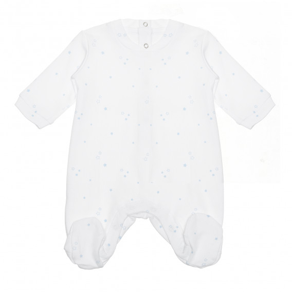 Βαμβακερό φορμάκι με αστέρια για ένα μωρό σε λευκό και μπλε χρώμα Idexe 240215 
