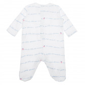 Βαμβακερή φόρμα με δαντέλα και επιγραφές για μωρό, λευκό Idexe 240224 2