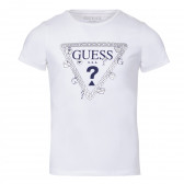 Βαμβακερό λευκό μπλουζάκι με το λογότυπο της μάρκας  Guess 240247 