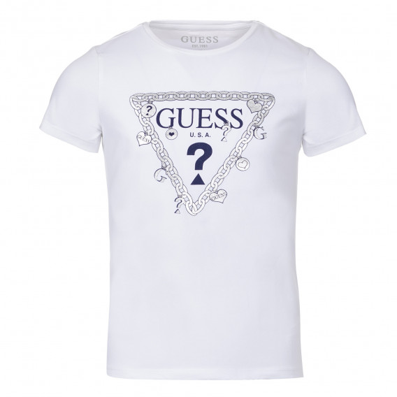 Βαμβακερό λευκό μπλουζάκι με το λογότυπο της μάρκας  Guess 240247 
