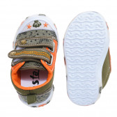Πάνινα παπούτσια με φώτα LED και πορτοκαλί τόνους για μωρό, πράσινα Star 240320 4
