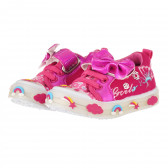 Πάνινα παπούτσια με φώτα LED και κορδέλα, σκούρα ροζ Star 240454 