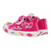 Πάνινα παπούτσια με φώτα LED και κορδέλα, σκούρα ροζ Star 240455 2
