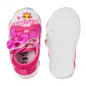 Πάνινα παπούτσια με φώτα LED και κορδέλα, σκούρα ροζ Star 240456 3