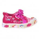 Πάνινα παπούτσια με φώτα LED και κορδέλα, σκούρα ροζ Star 240457 4