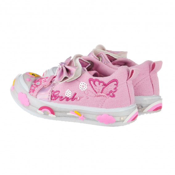 Πάνινα παπούτσια με φώτα LED και κορδέλα, ροζ Star 240459 2