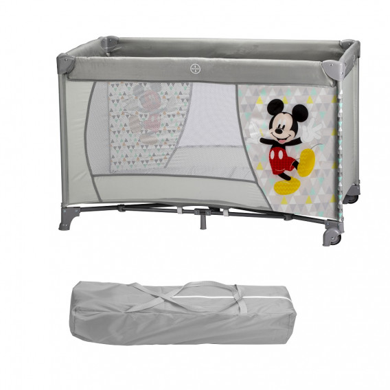 Κούνια ενός επιπέδου MICKEY MOUSE, με τροχούς, για στρώμα 120 x 60 cm, γκρι Mickey Mouse 240540 