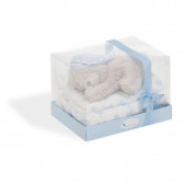 Κουβέρτα μωρού 80 x 100 cm πλήρης με βελούδινο παιχνίδι αρκουδάκι, μπλε Inter Baby 240600 2