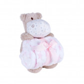 Βρεφική κουβέρτα 80 x 100 cm με βελούδινο παιχνίδι Ιπποπόταμος, ροζ Inter Baby 240602 2