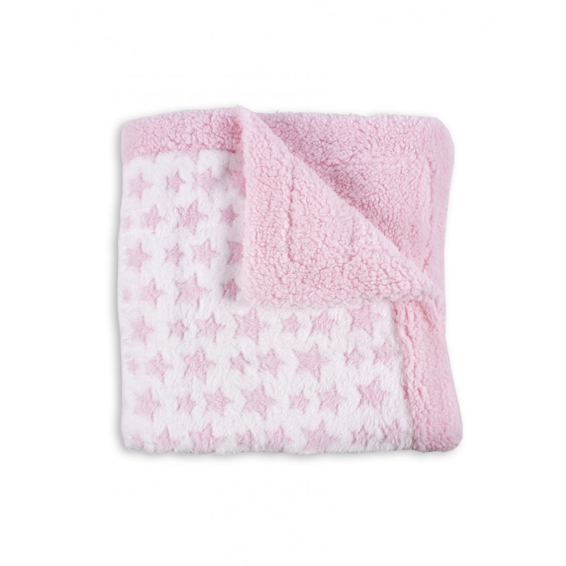 Κουβέρτα μωρού 80 x 110 cm Αστέρια, ροζ και λευκό  240607