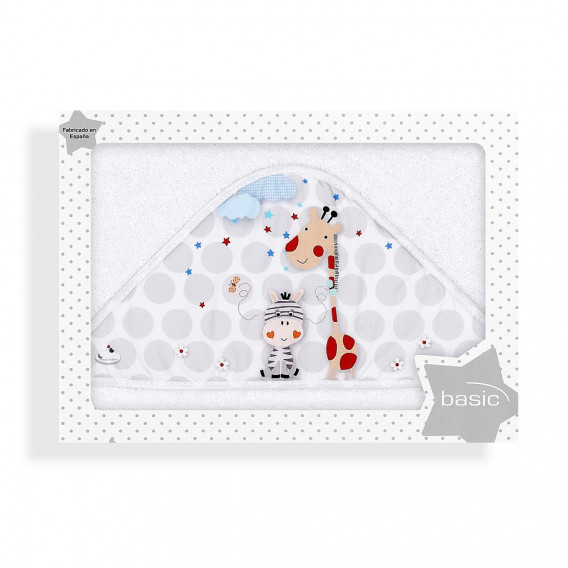 Πετσέτα για μωρό JUNGLA, 100 x 100 cm, λευκό Inter Baby 240645 