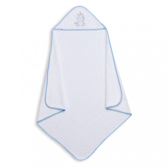 Πετσέτα μπάνιου για μωρό UNICORNIO, 100 x 100 cm, λευκό και μπλε Inter Baby 240653 2