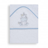Πετσέτα μπάνιου για μωρό UNICORNIO, 100 x 100 cm, λευκό και μπλε Inter Baby 240654 