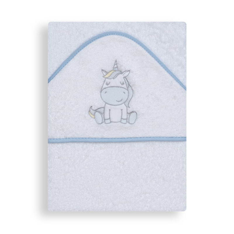 Πετσέτα μπάνιου για μωρό UNICORNIO, 100 x 100 cm, λευκό και μπλε  240654