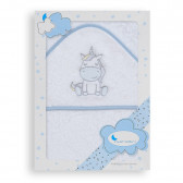 Πετσέτα μπάνιου για μωρό UNICORNIO, 100 x 100 cm, λευκό και μπλε Inter Baby 240655 3