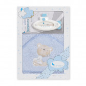 Πετσέτα μωρού ΑΓΑΠΟΥΣΤΕ με θερμόμετρο μπάνιου, 100 x 100 cm, μπλε Inter Baby 240696 