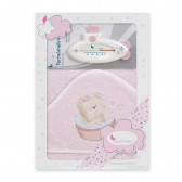 Πετσέτα μπάνιου μωρού OSITO BANERA με θερμόμετρο μπάνιου, 100 x 100 cm, ροζ Inter Baby 240697 