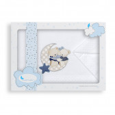 Καλοκαιρινό σετ σεντονιών AMOROSO, 3 τεμαχίων, για κρεβάτι 60 x 120 cm, λευκό και μπλε Inter Baby 240739 