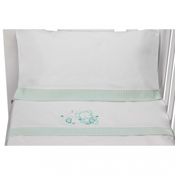 Σετ κλινοσκεπασμάτων CONEJO από 3 μέρη για κρεβάτι 60 x 120 cm, λευκό και πράσινο Inter Baby 240756 5