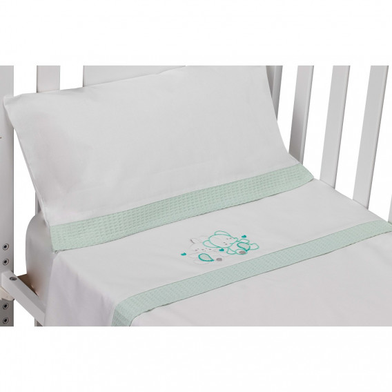 Σετ κλινοσκεπασμάτων CONEJO από 3 μέρη για κρεβάτι 60 x 120 cm, λευκό και πράσινο Inter Baby 240757 6