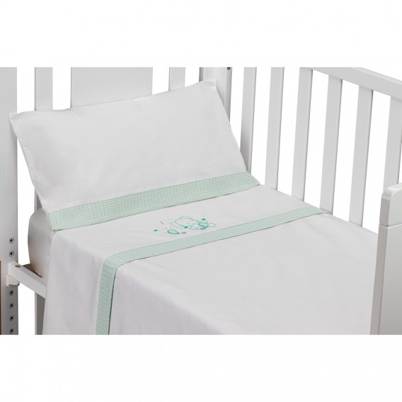 Σετ κλινοσκεπασμάτων CONEJO από 3 μέρη για κρεβάτι 60 x 120 cm, λευκό και πράσινο Inter Baby 240758 7