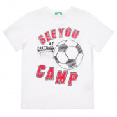 Βαμβακερό μπλουζάκι με τύπωμα ποδοσφαίρου μοτίβα για ένα μωρό, λευκό Benetton 240780 