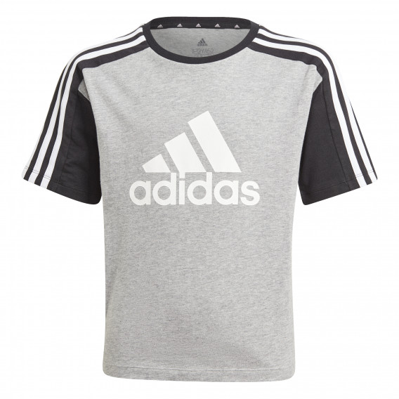 Βαμβακερή μπλούζα ESSENTIALS COLORBLOCK TEE, γκρι Adidas 240823 