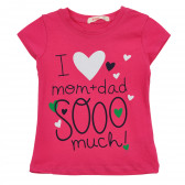 Μπλουζάκι με καρδιές και λεζάντα, ροζ Acar 240895 