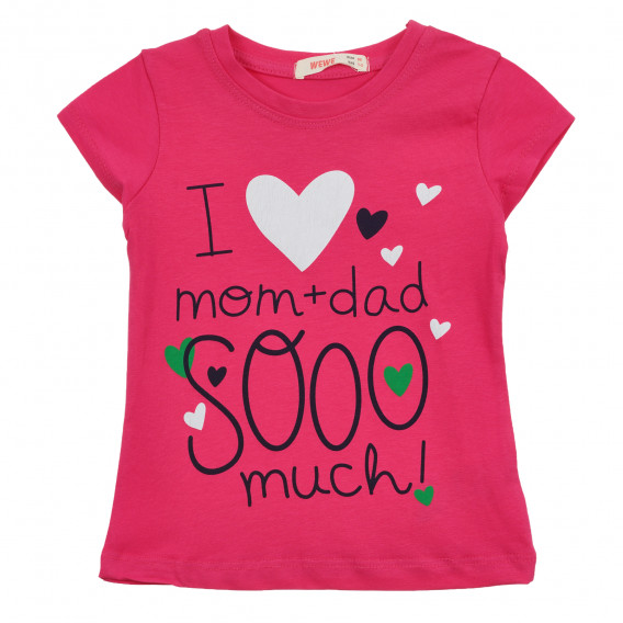 Μπλουζάκι με καρδιές και λεζάντα, ροζ Acar 240895 