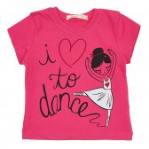 Μπλουζάκι με τύπωμα και λεζάντα μπαλαρίνας, ροζ Acar 240911 