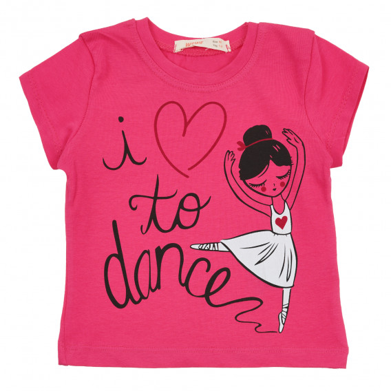 Μπλουζάκι με τύπωμα και λεζάντα μπαλαρίνας, ροζ Acar 240911 