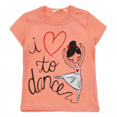 Μπλουζάκι με μπαλαρίνα και λεζάντα, πορτοκαλί Acar 240915 